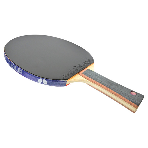 Butterfly Pre-Assembled TB5 Alpha FL Pro-Line with Sriver EL: Backside Handle View of racket